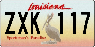 LA license plate ZXK117