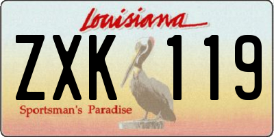LA license plate ZXK119