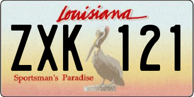 LA license plate ZXK121