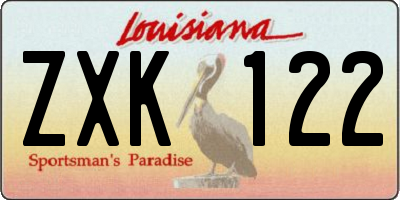 LA license plate ZXK122