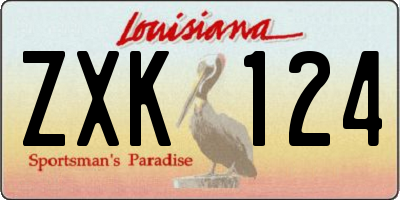 LA license plate ZXK124