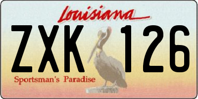 LA license plate ZXK126