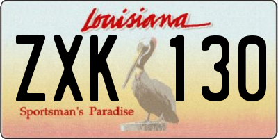 LA license plate ZXK130