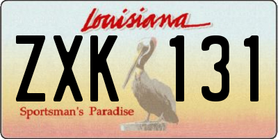 LA license plate ZXK131