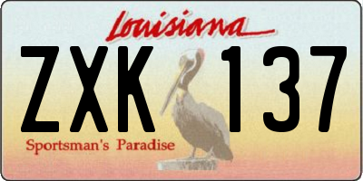 LA license plate ZXK137