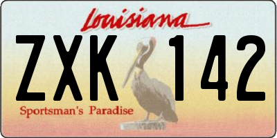 LA license plate ZXK142