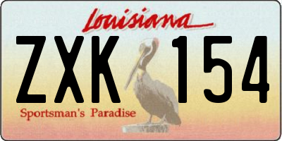 LA license plate ZXK154