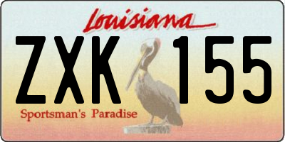 LA license plate ZXK155