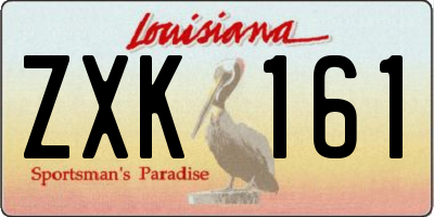 LA license plate ZXK161