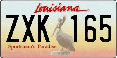 LA license plate ZXK165