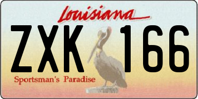 LA license plate ZXK166