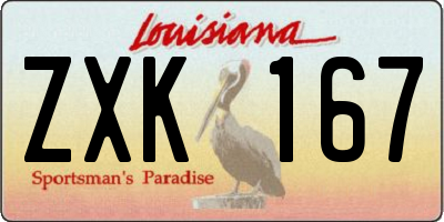 LA license plate ZXK167