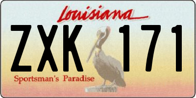 LA license plate ZXK171