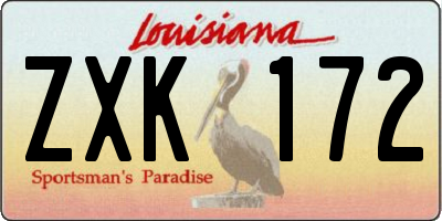 LA license plate ZXK172