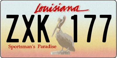 LA license plate ZXK177