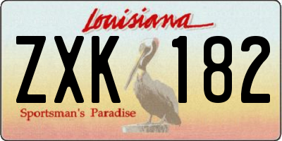 LA license plate ZXK182