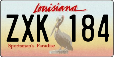 LA license plate ZXK184