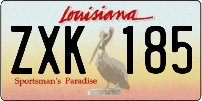 LA license plate ZXK185