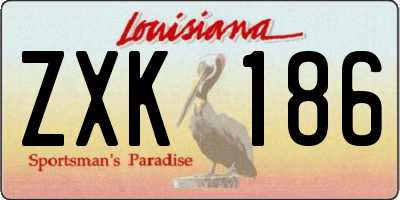 LA license plate ZXK186