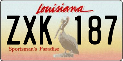 LA license plate ZXK187