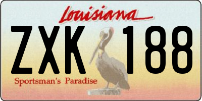 LA license plate ZXK188