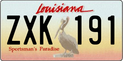 LA license plate ZXK191