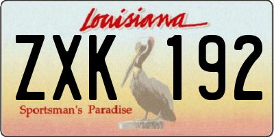 LA license plate ZXK192