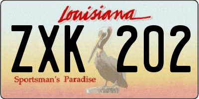 LA license plate ZXK202