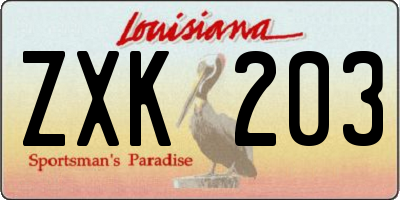 LA license plate ZXK203