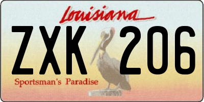 LA license plate ZXK206