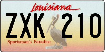 LA license plate ZXK210