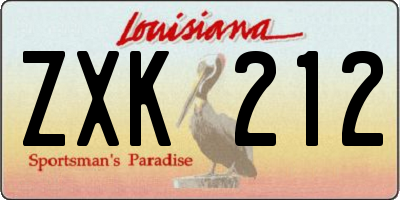 LA license plate ZXK212