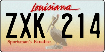 LA license plate ZXK214