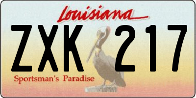 LA license plate ZXK217