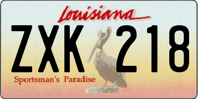 LA license plate ZXK218