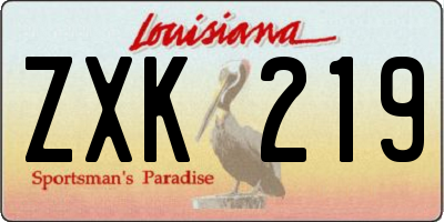 LA license plate ZXK219