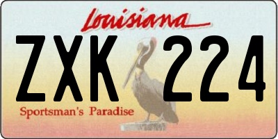 LA license plate ZXK224