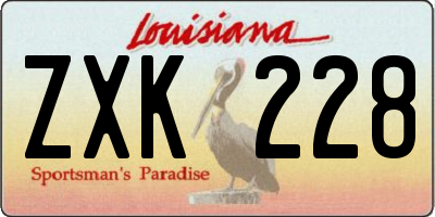 LA license plate ZXK228