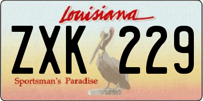 LA license plate ZXK229