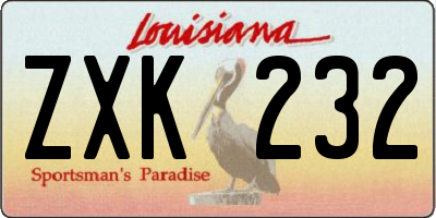 LA license plate ZXK232