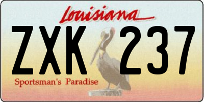 LA license plate ZXK237