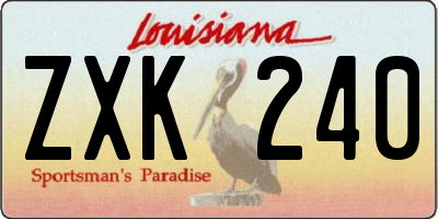 LA license plate ZXK240