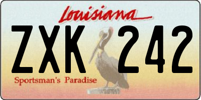 LA license plate ZXK242