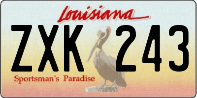 LA license plate ZXK243