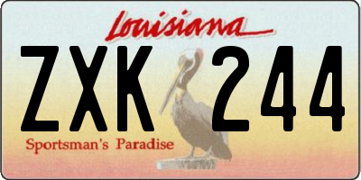 LA license plate ZXK244