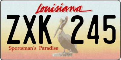 LA license plate ZXK245