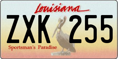 LA license plate ZXK255