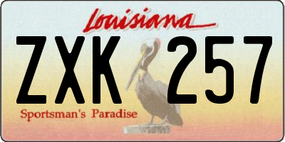 LA license plate ZXK257