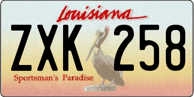 LA license plate ZXK258