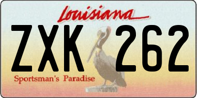 LA license plate ZXK262